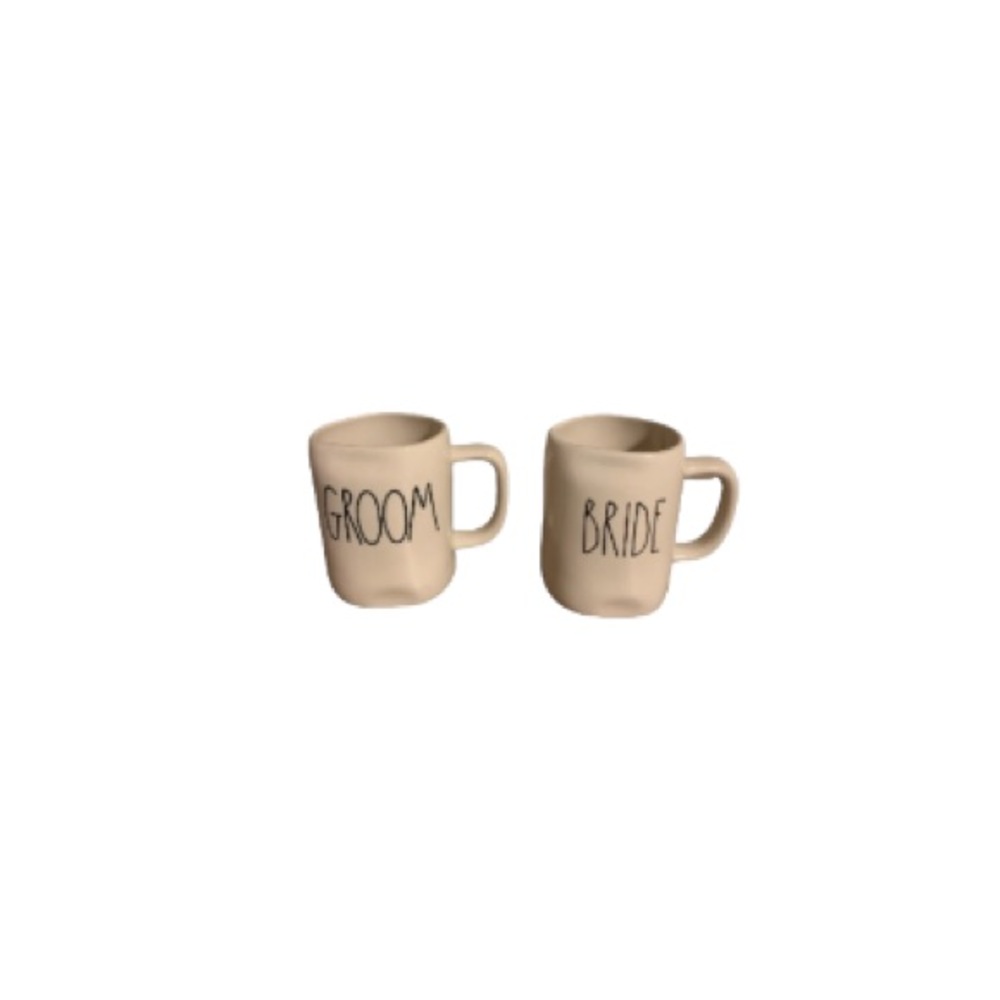 Rae Dunn “Bride and Groom” Cream and Black Ceramic Mugs (Set of 2)